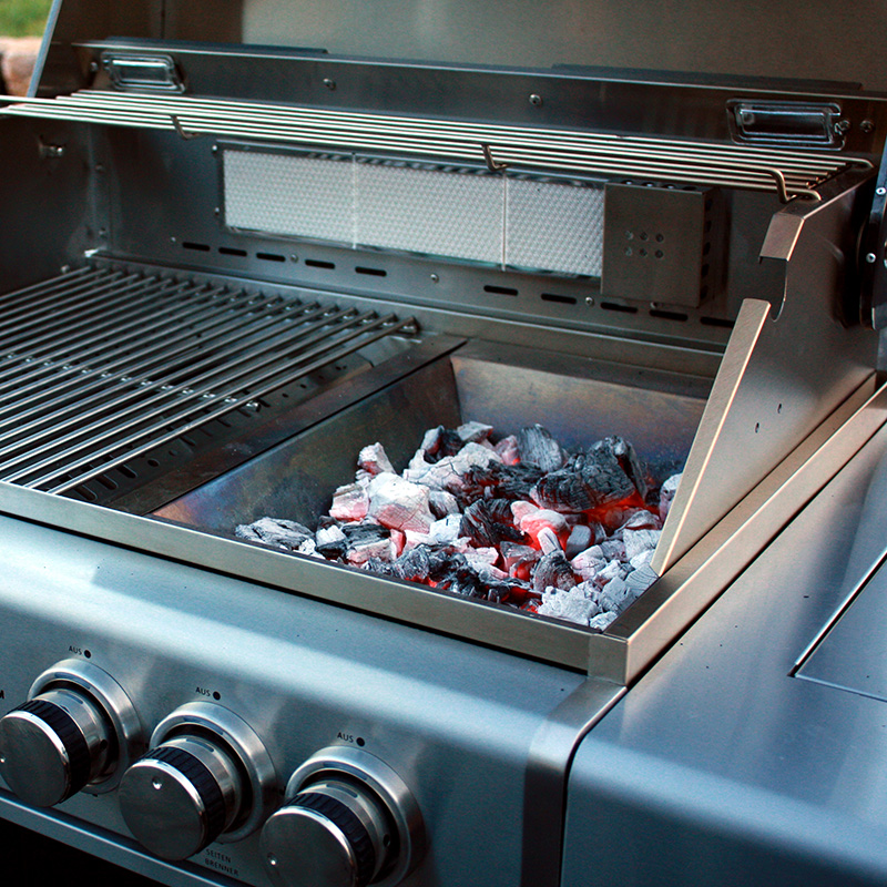 AllGrill Grillzubehör Holzkohleeinsatz Edelstahl tief 30x46