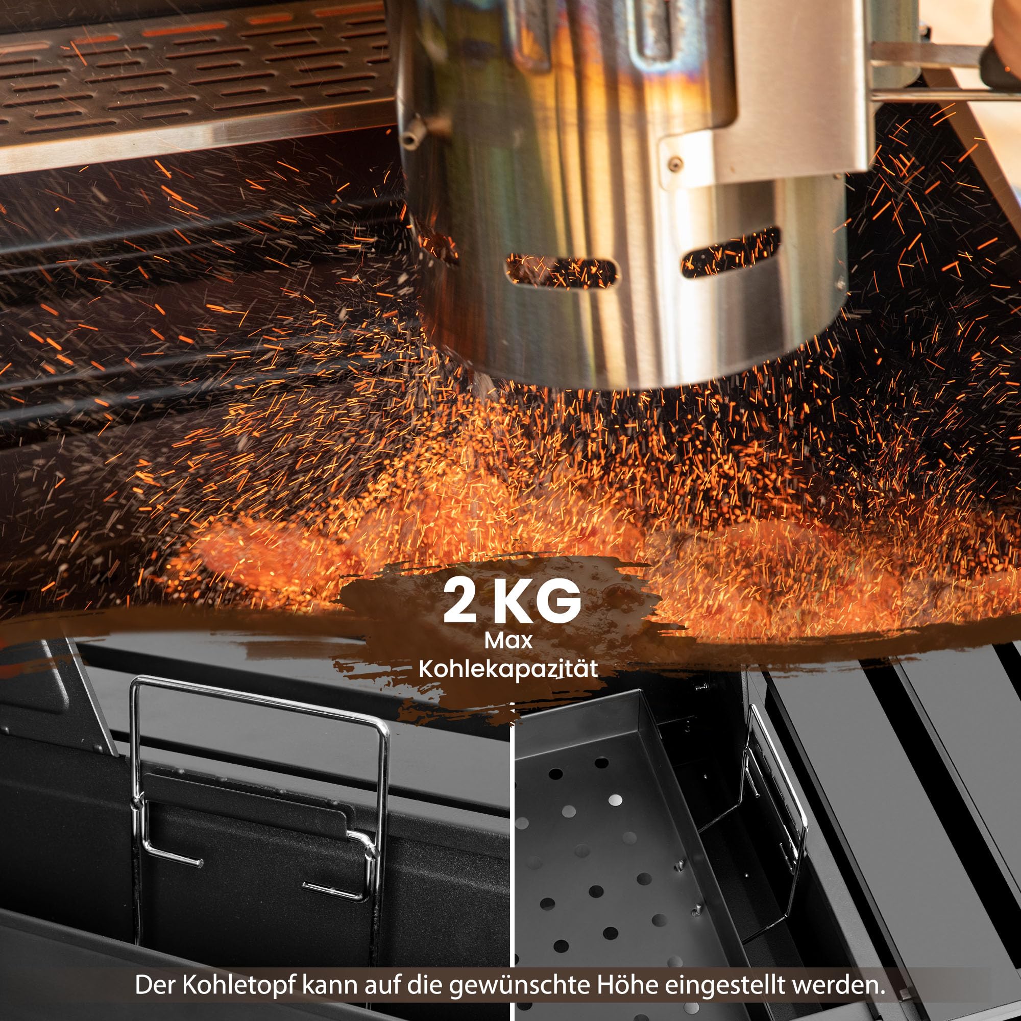 Royal Gourmet Holzkohlegrill Smoker 2 Ablagen schwarz