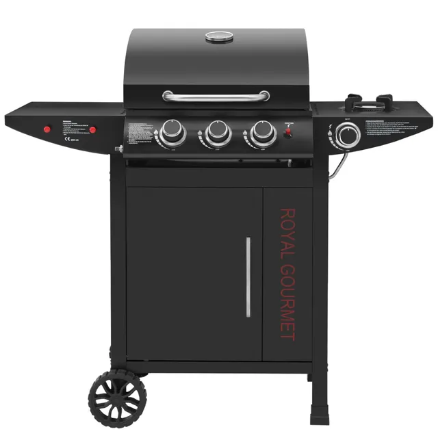 Royal Gourmet Gasgrill 3+1 Brenner 11,5kW schwarz