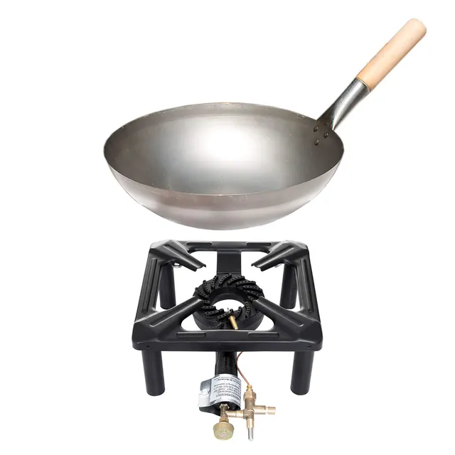 AllGrill Hockerkocher Set klein Wok 30 cm Zündsicherung