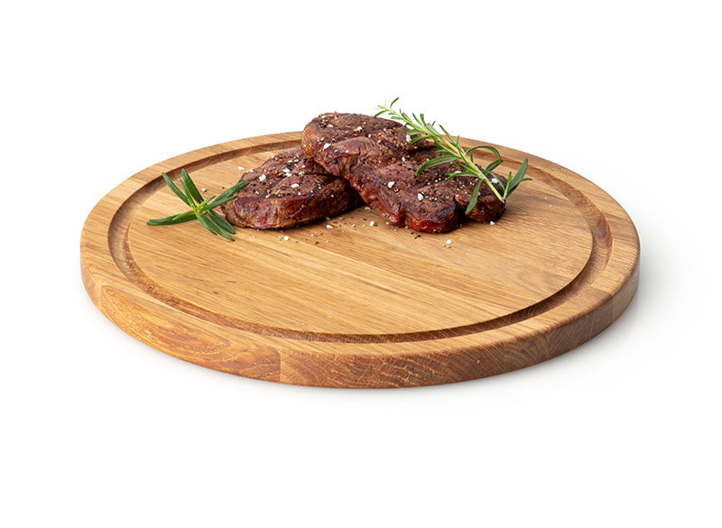 Continenta Steakteller rund Eiche 28 cm Brett mit Saftrille
