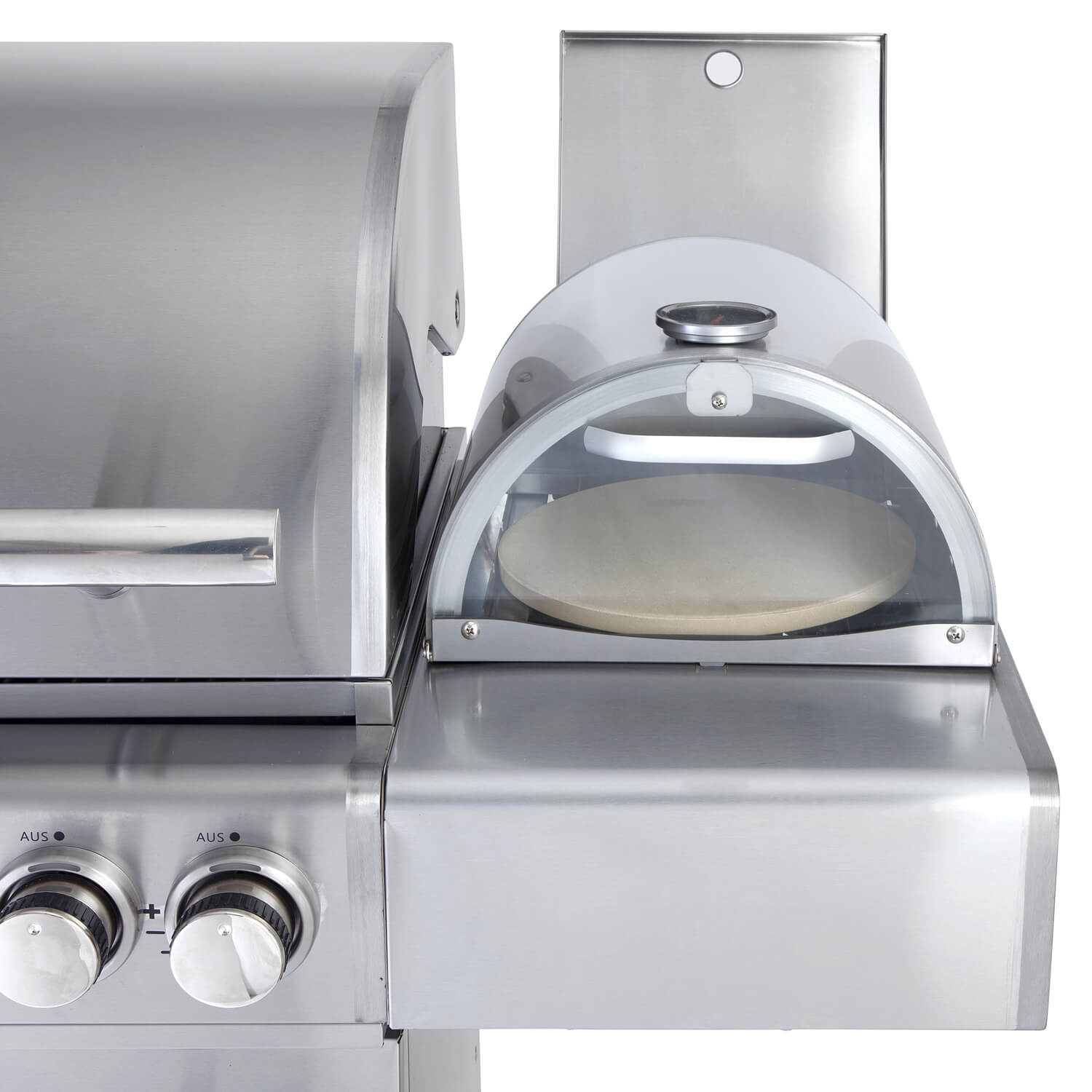 AllGrill Pizzaboxx rund Pizzaofen Edelstahl mit Stein