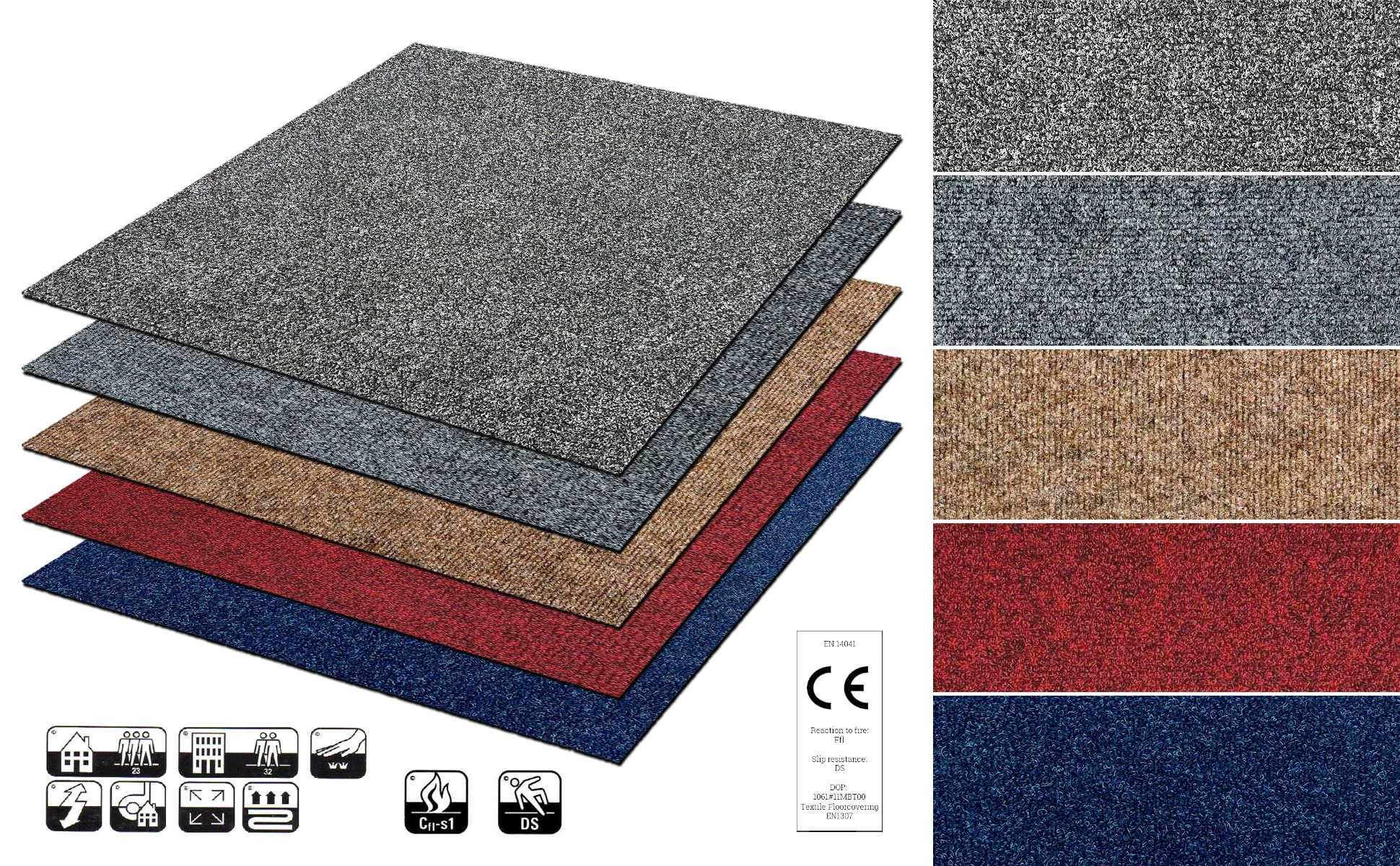 HPFloor Jersey Teppichfliese 50x50 cm beige selbstliegend