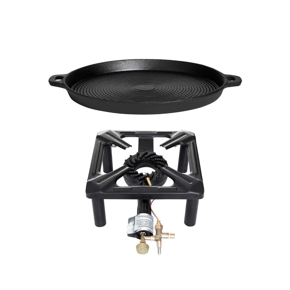 AllGrill Hockerkocher-Set klein Pfanne Ø 35 cm Zündsicherung