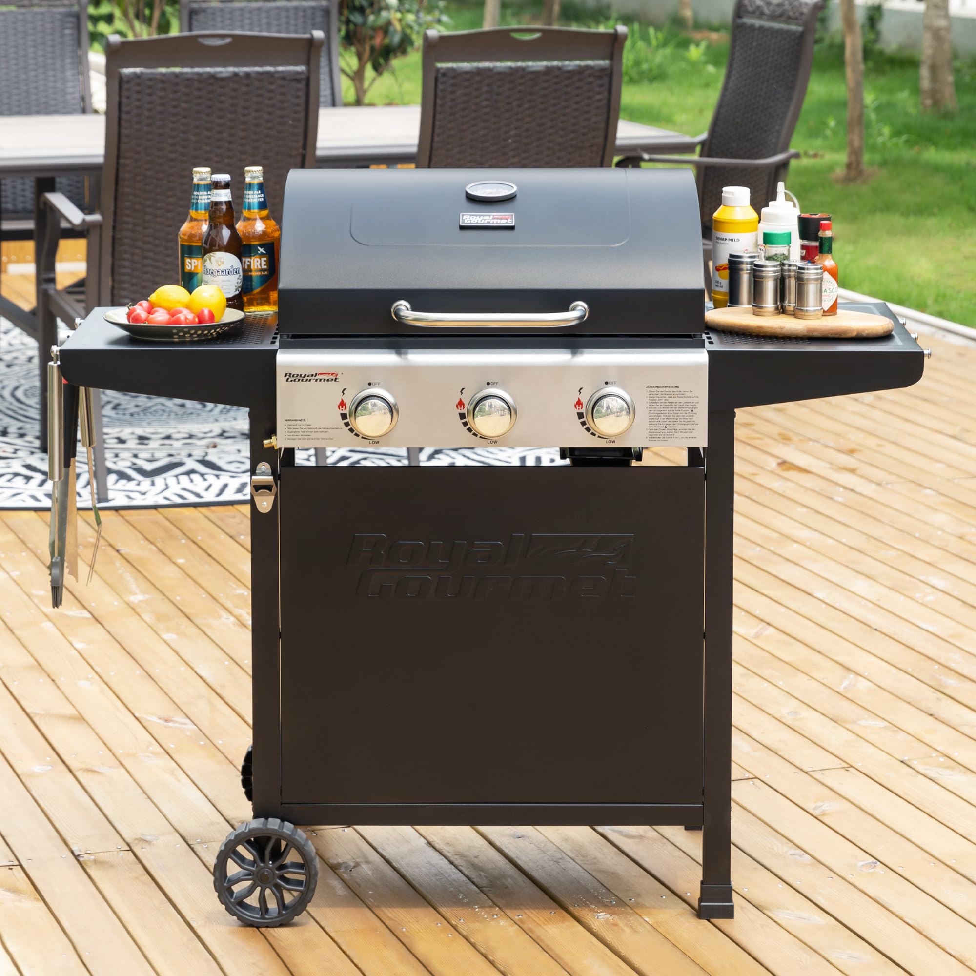 Royal Gourmet Gasgrills Grillwagen 3 Brenner 9 kW Schwarz