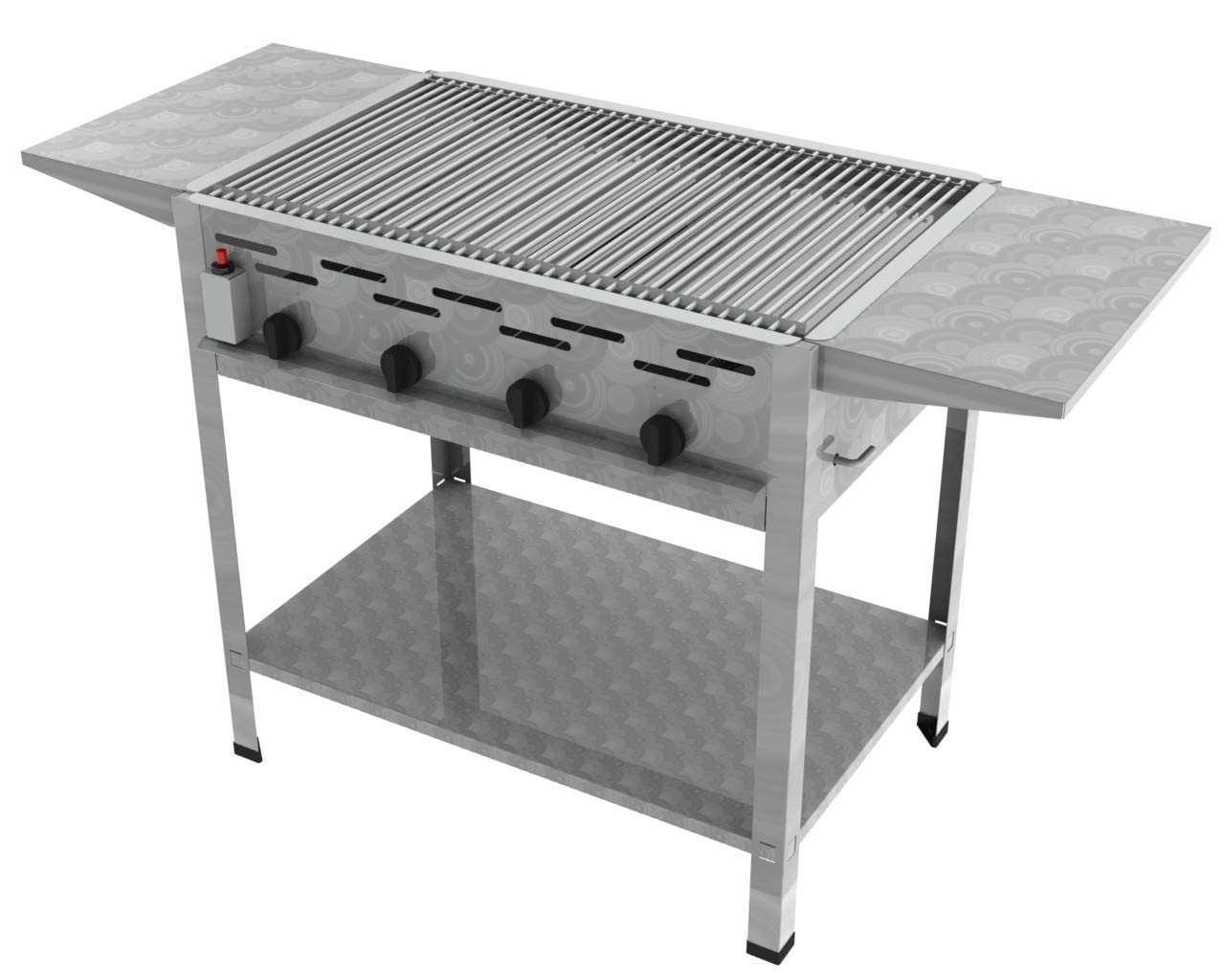 ChattenGlut Gasbräter 4-flammig Standgerät Rost+Pfanne 14,7kW