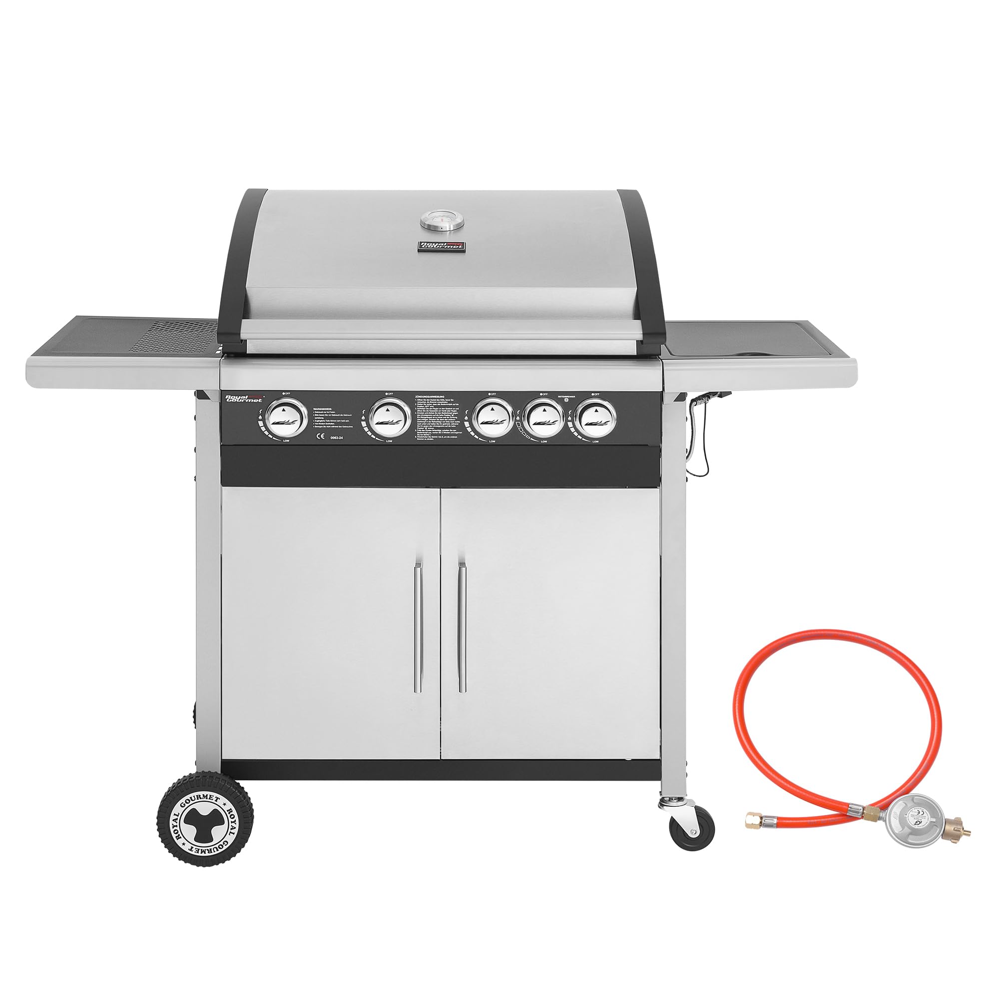 Royal Gourmet Gasgrill 4+1 Brenner Silber 14,5 kW