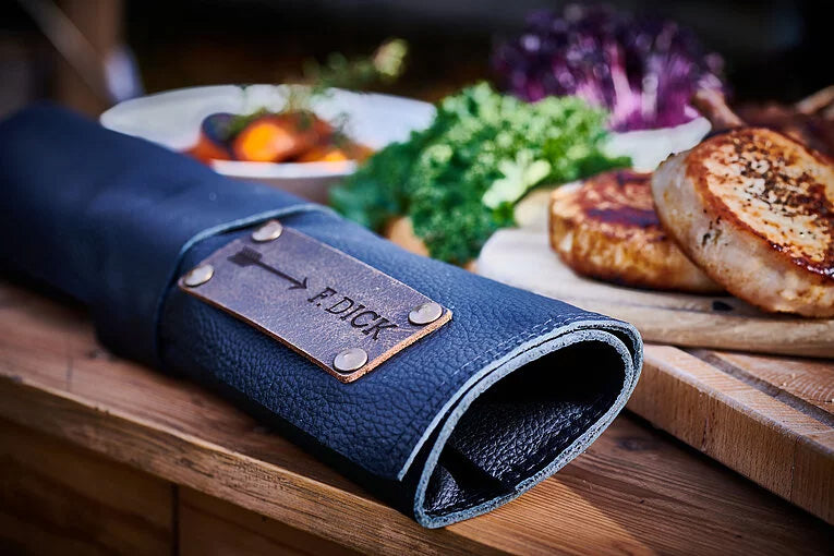 F.DICK Messer & Bretter Leder Rolltasche 5-teilig Schwarz 47cm