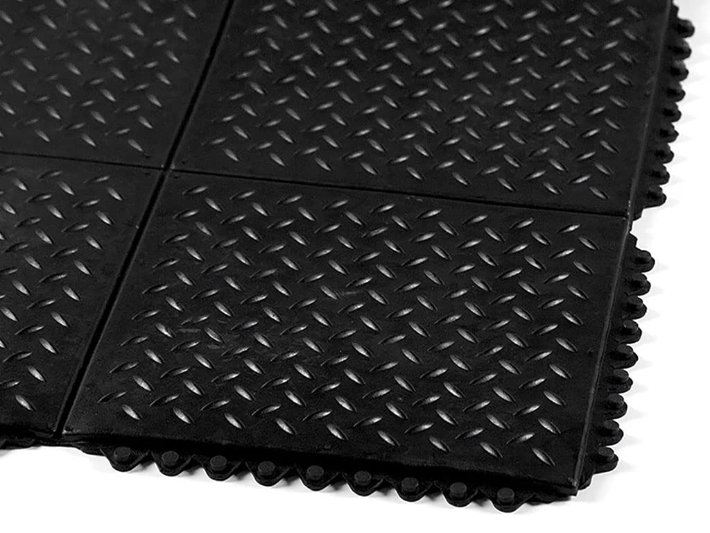 HPFloor Workplace Mats Gummifliese 91x91 Matte Riffel Schwarz