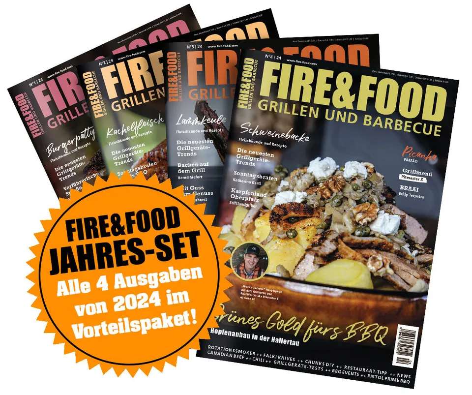 FIRE&FOOD Jahresset 2024 Grillmagazin Print 4 Hefte
