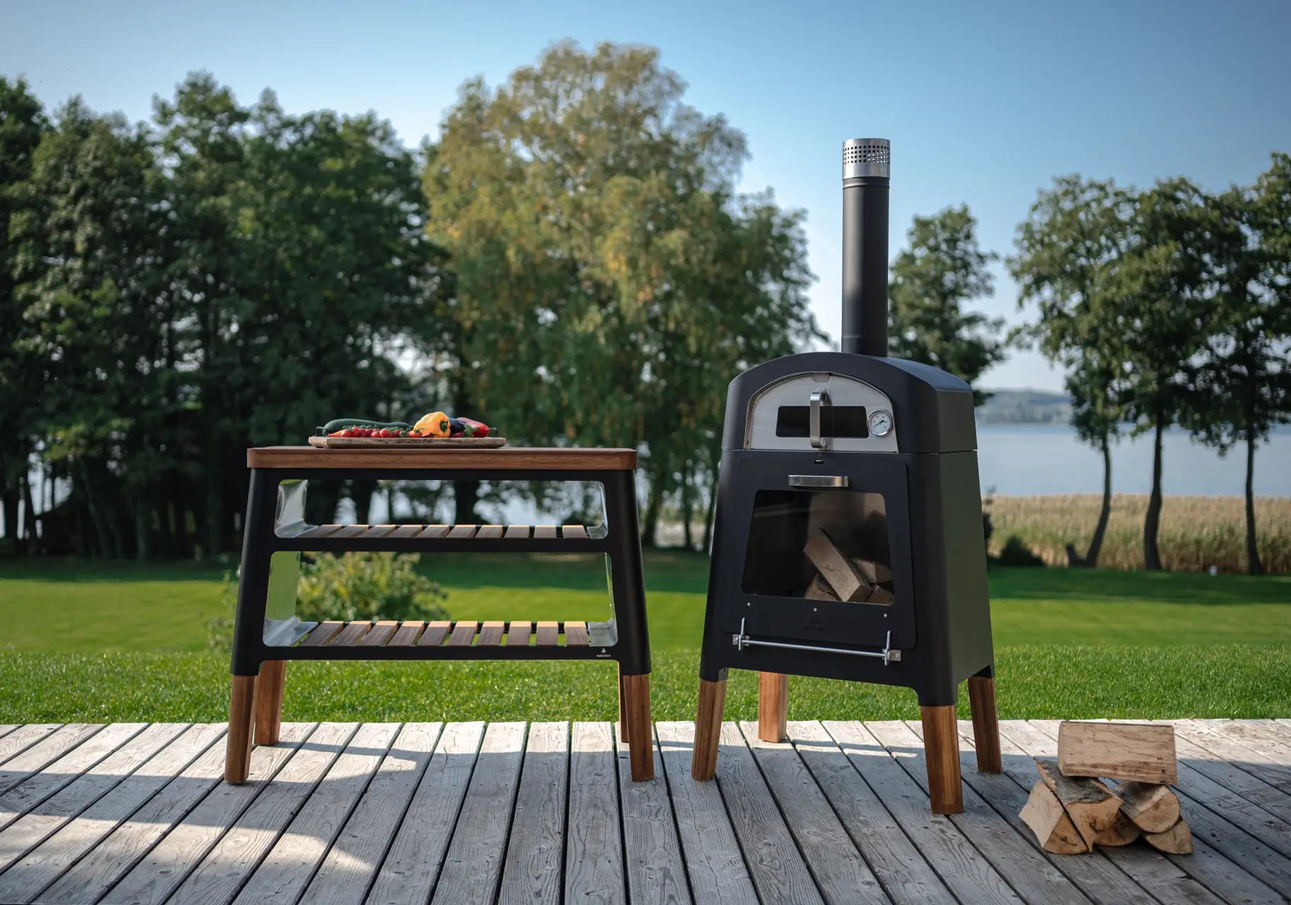 MASURIA nexo Kommode Black Outdoorschrank Holz Stahl