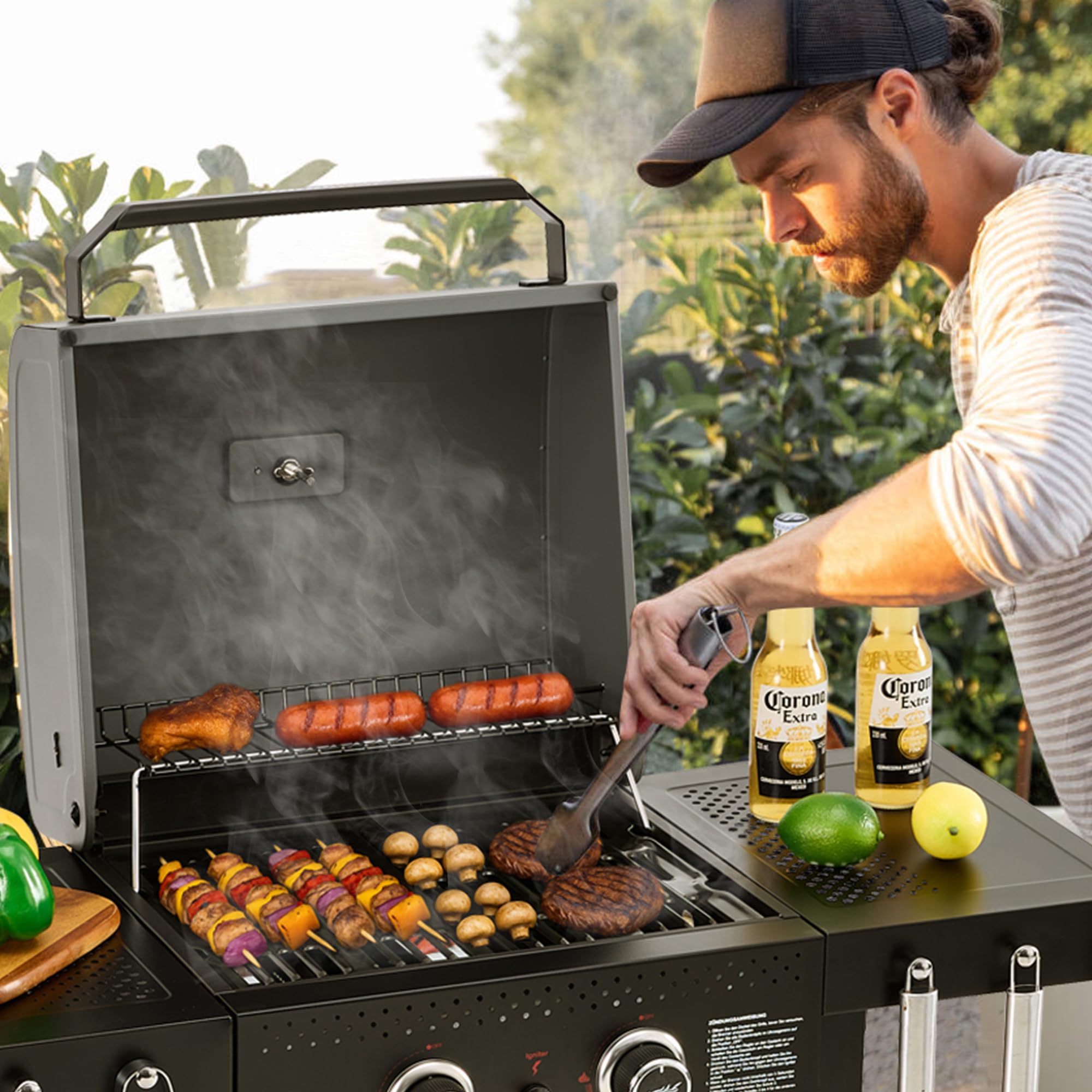 Royal Gourmet Gasgrills Grillwagen 2-Brenner 5 kW Grau