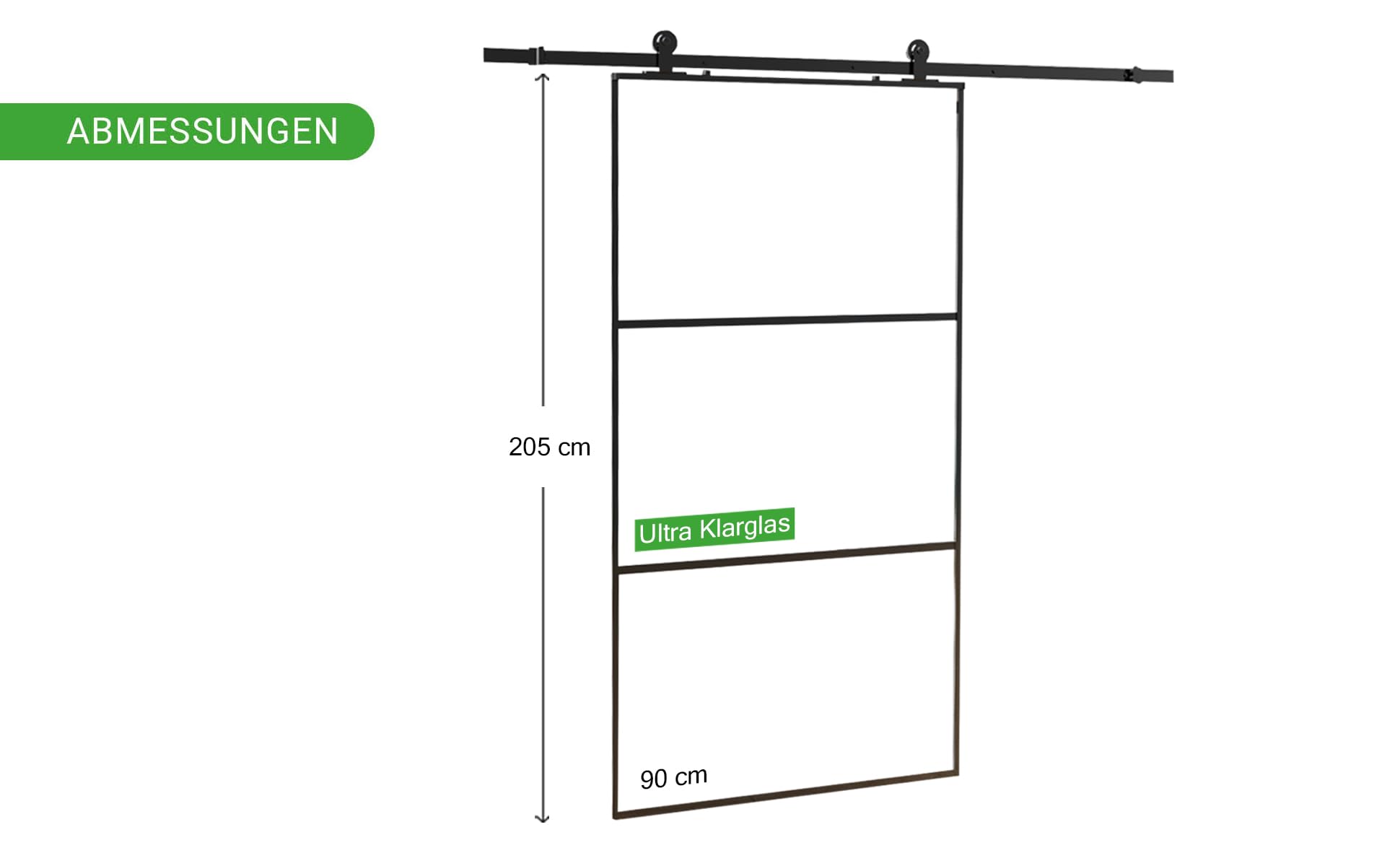HPFloor Sliding Glass Doors Schiebetür 90x205 Klarglas