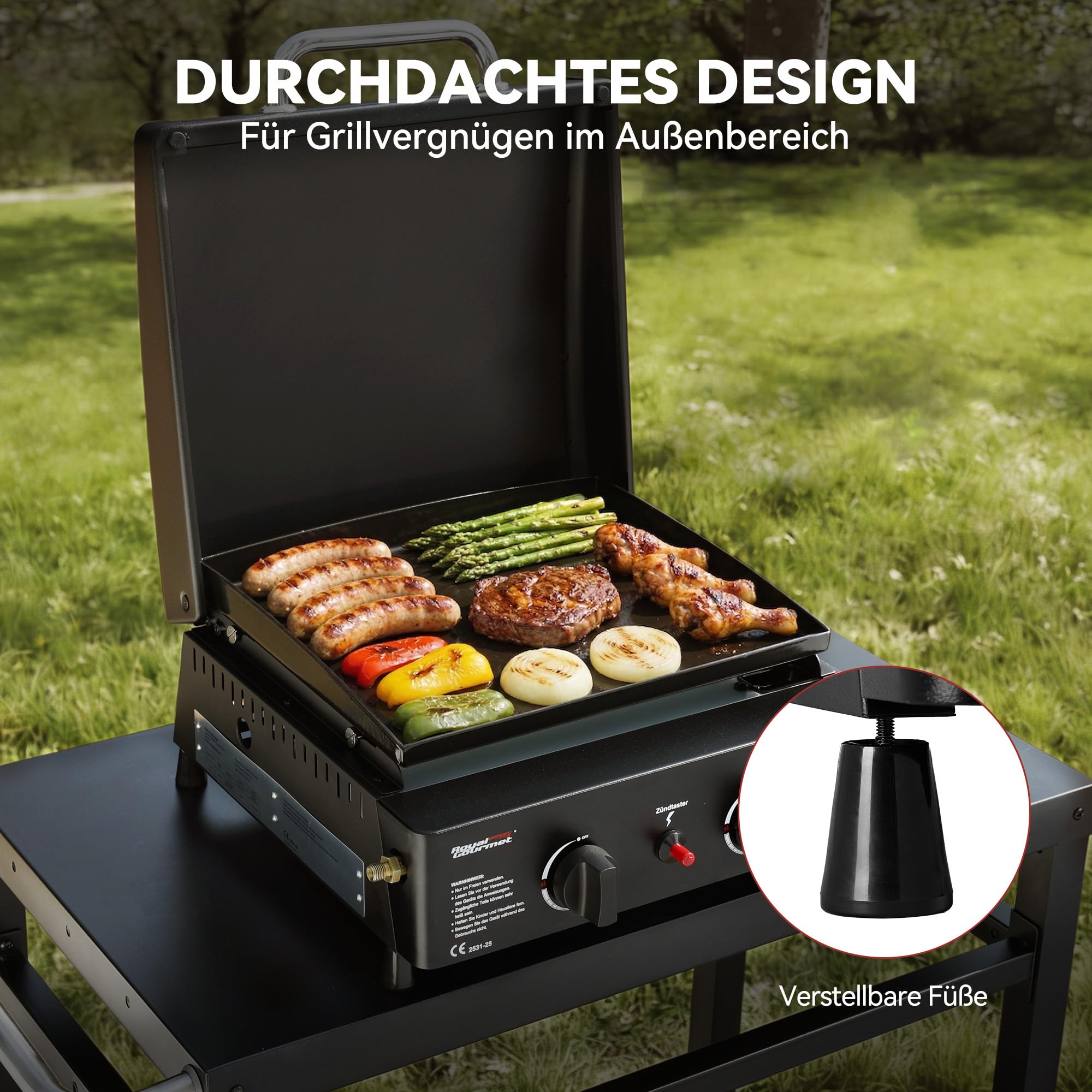 Royal Gourmet Gasgrills Tischgrill 2 Brenner 5 kW Schwarz