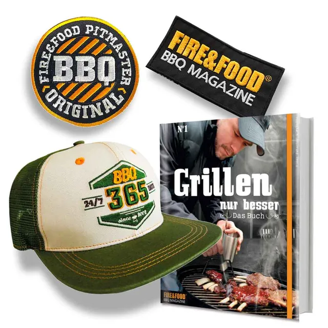 FIRE&FOOD Fan-Set Nr.1 Snapback Patches Vorteilspaket Olivgrün