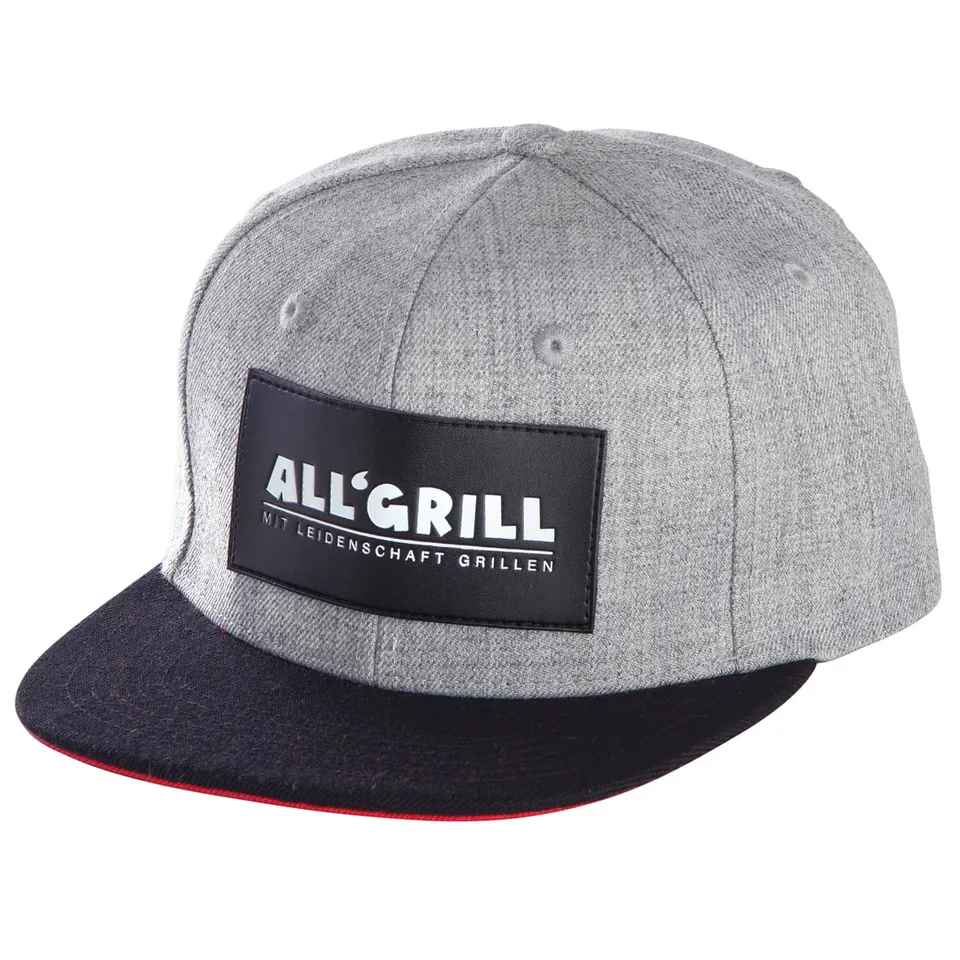 AllGrill Snapback Kappe grau Baumwolle mit Leder-Logo