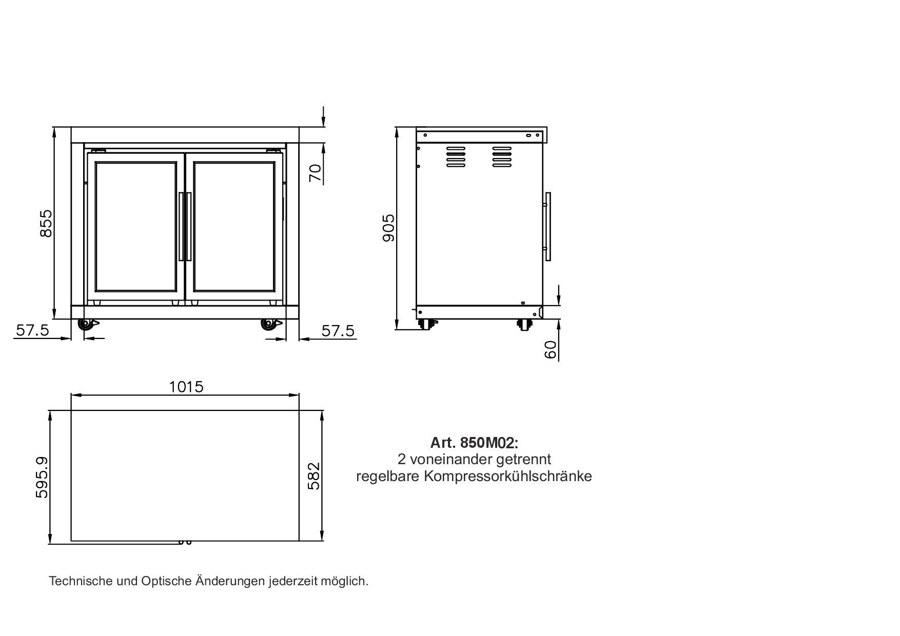 AllGrill Außenküchen Modul 2 Doppelkühlschrank 2x63 L