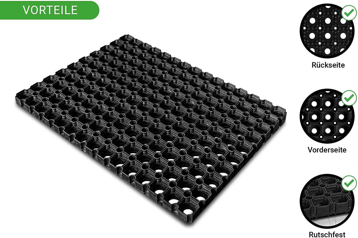 HPFloor Rubber Mats Ringgummimatte 100x150 Wabenmatte Gummi