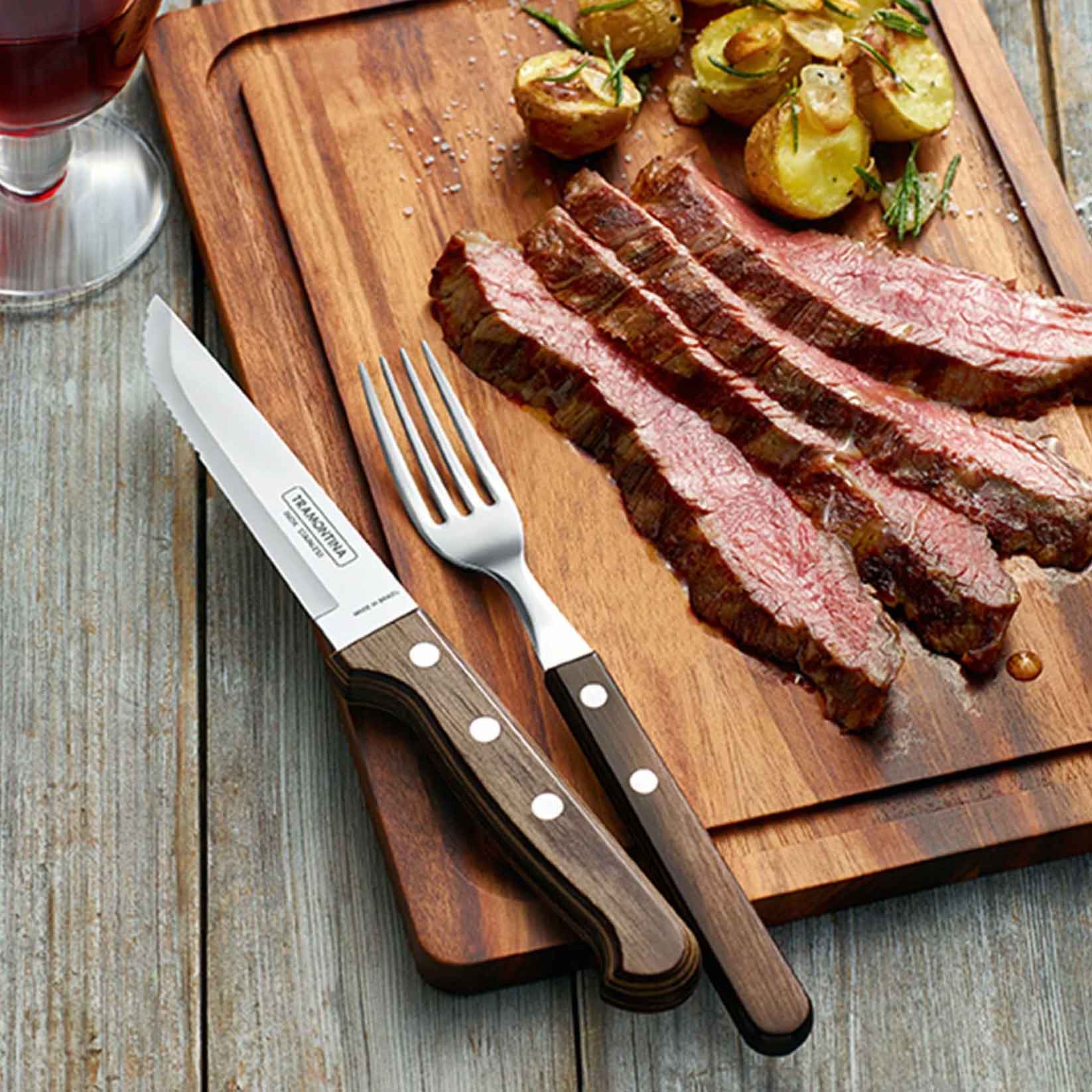 Tramontina Gaucho Steakbesteck-Set 8-teilig Holz