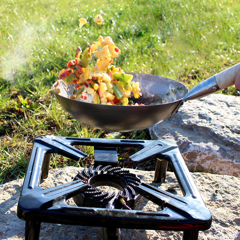 AllGrill Hockerkocher Set klein Wok 30 cm Zündsicherung