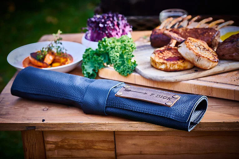 F.DICK Messer & Bretter Leder Rolltasche 5-teilig Schwarz 47cm