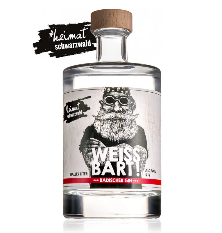WEISSBART! Badischer Gin 0,5 l Flasche Wacholder Zibärtle