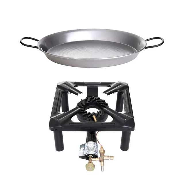 AllGrill Hockerkocher-Set groß Paella-Pfanne 42 cm Zündsicherung