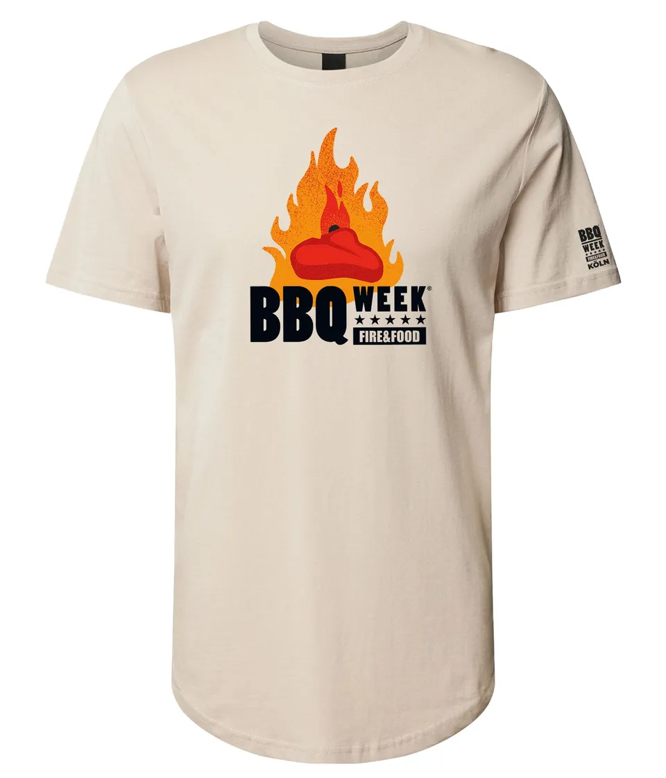 FIRE&FOOD BBQ WEEK T-Shirt beige Baumwolle Gr. L