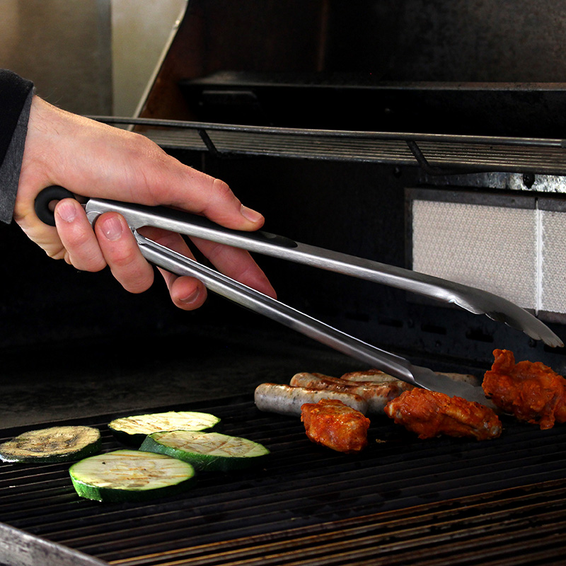 AllGrill Grillzange Edelstahl 41 cm mit gummiertem Griff