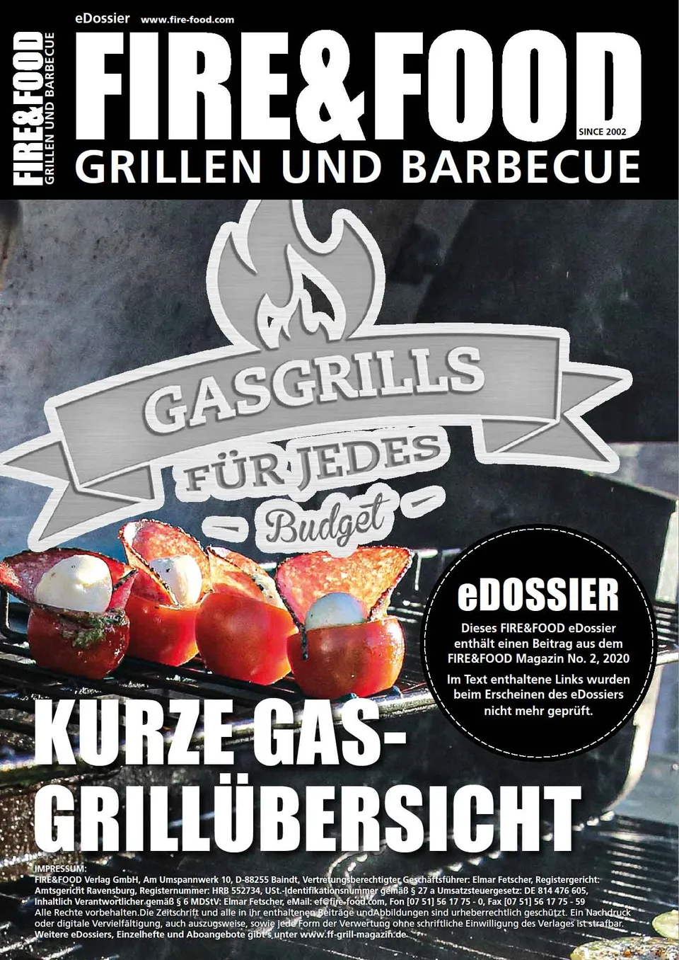 FIRE&FOOD eDossier Gasgrill-Marktübersicht PDF 3 Seiten