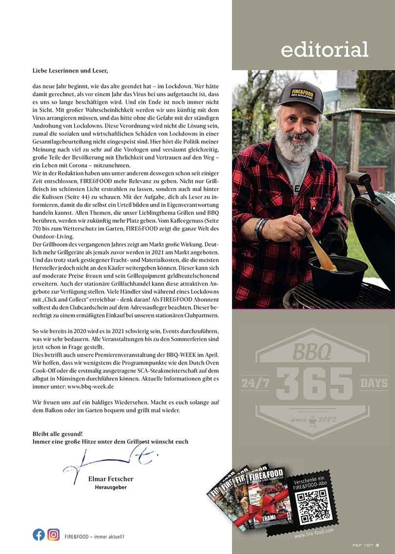 FIRE&FOOD 2021 Jahresset Magazin Print 4 Ausgaben