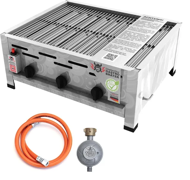 ChattenGlut Gasbräter 3-flammig Tischgrill 10,8kW Rost
