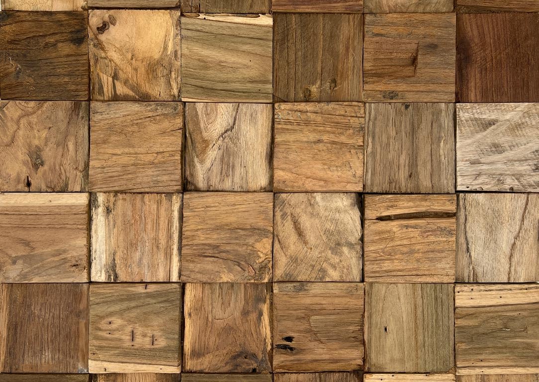 HPFloor Cubic Wandpaneele Teak 11er Set braun 3D Echtholz