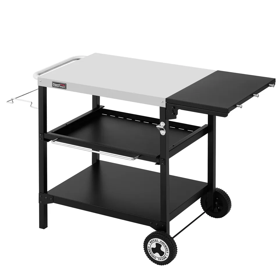 Royal Gourmet Grilltisch Servierwagen Edelstahl 100x50 cm 3-etagig