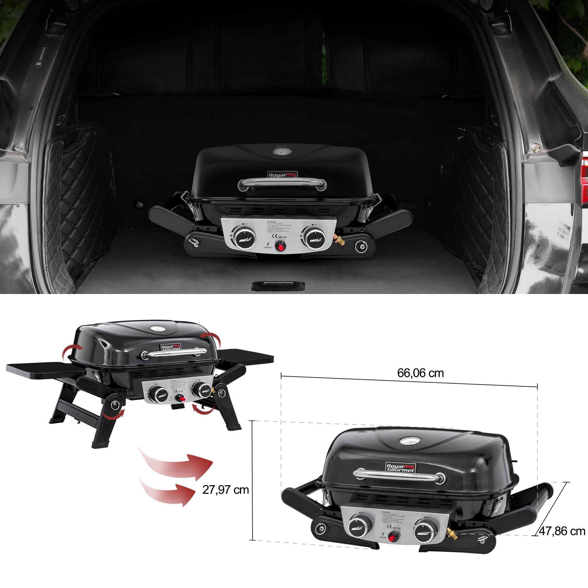 Royal Gourmet Gasgrills Tischgasgrill 2 Brenner 5 kW