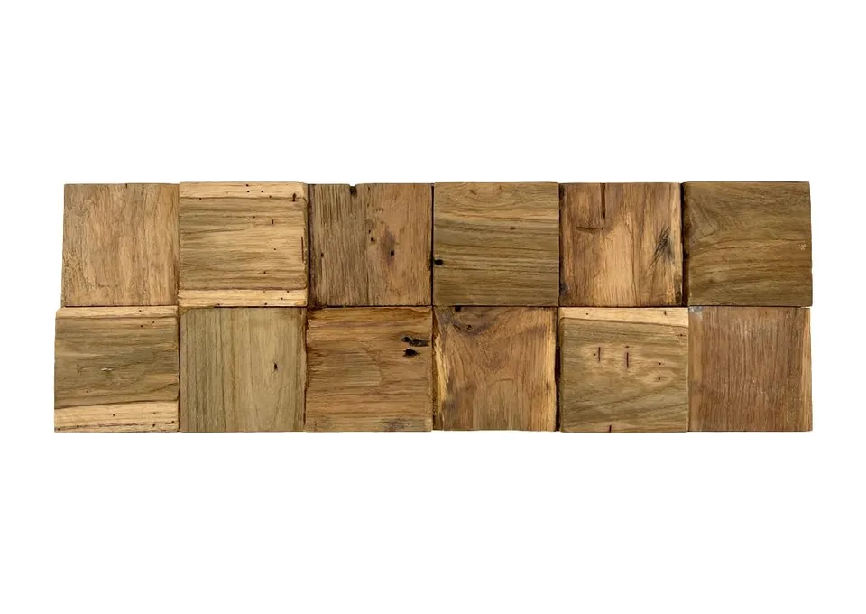 HPFloor Cubic Wandpaneele Teak 11er Set braun 3D Echtholz