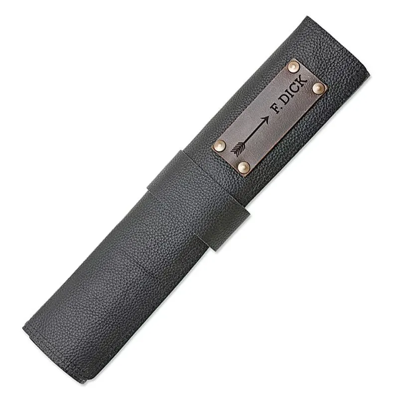 F.DICK Messer & Bretter Leder Rolltasche 5-teilig Schwarz 47cm