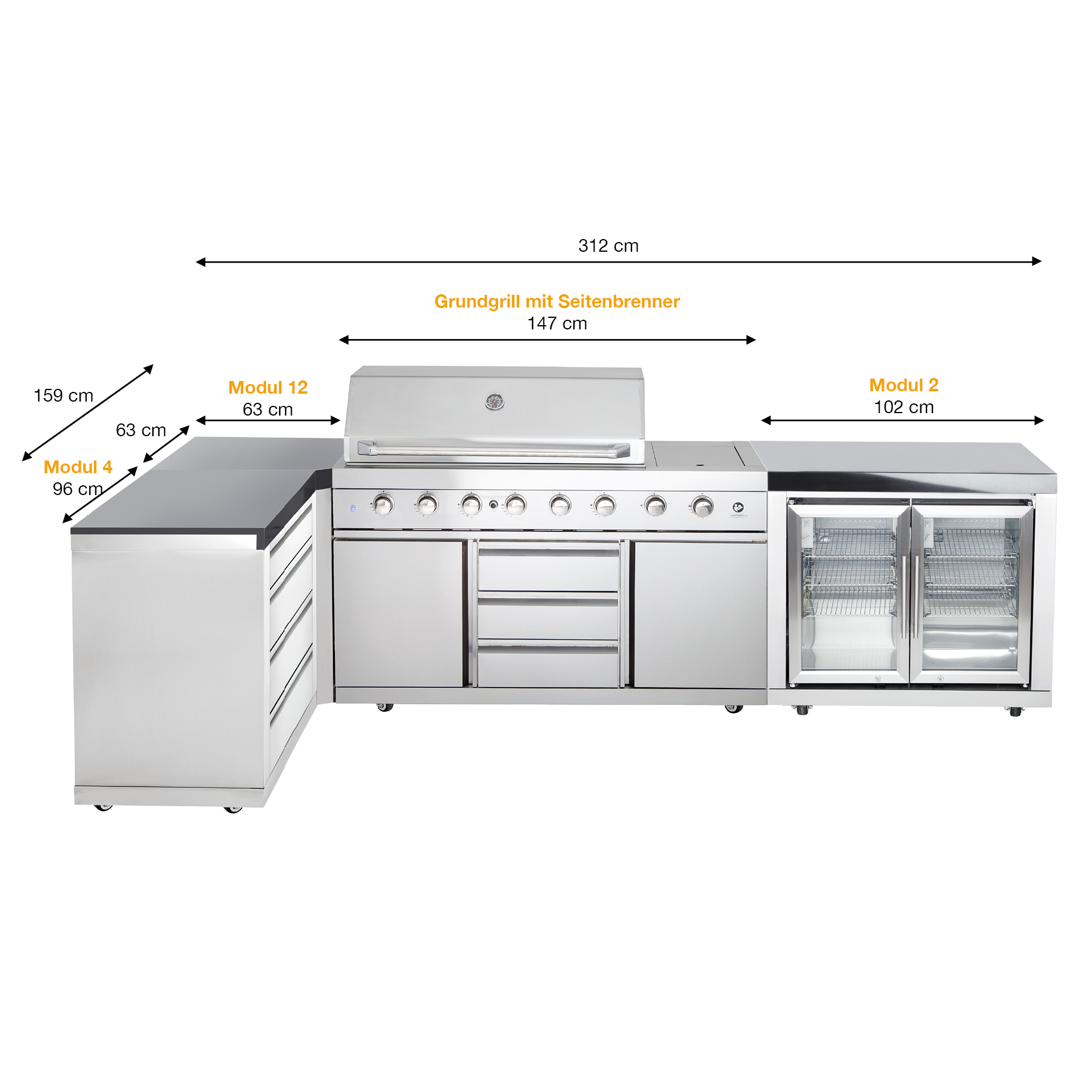 AllGrill Außenküchen Outdoorküche Variante 1 Edelstahl