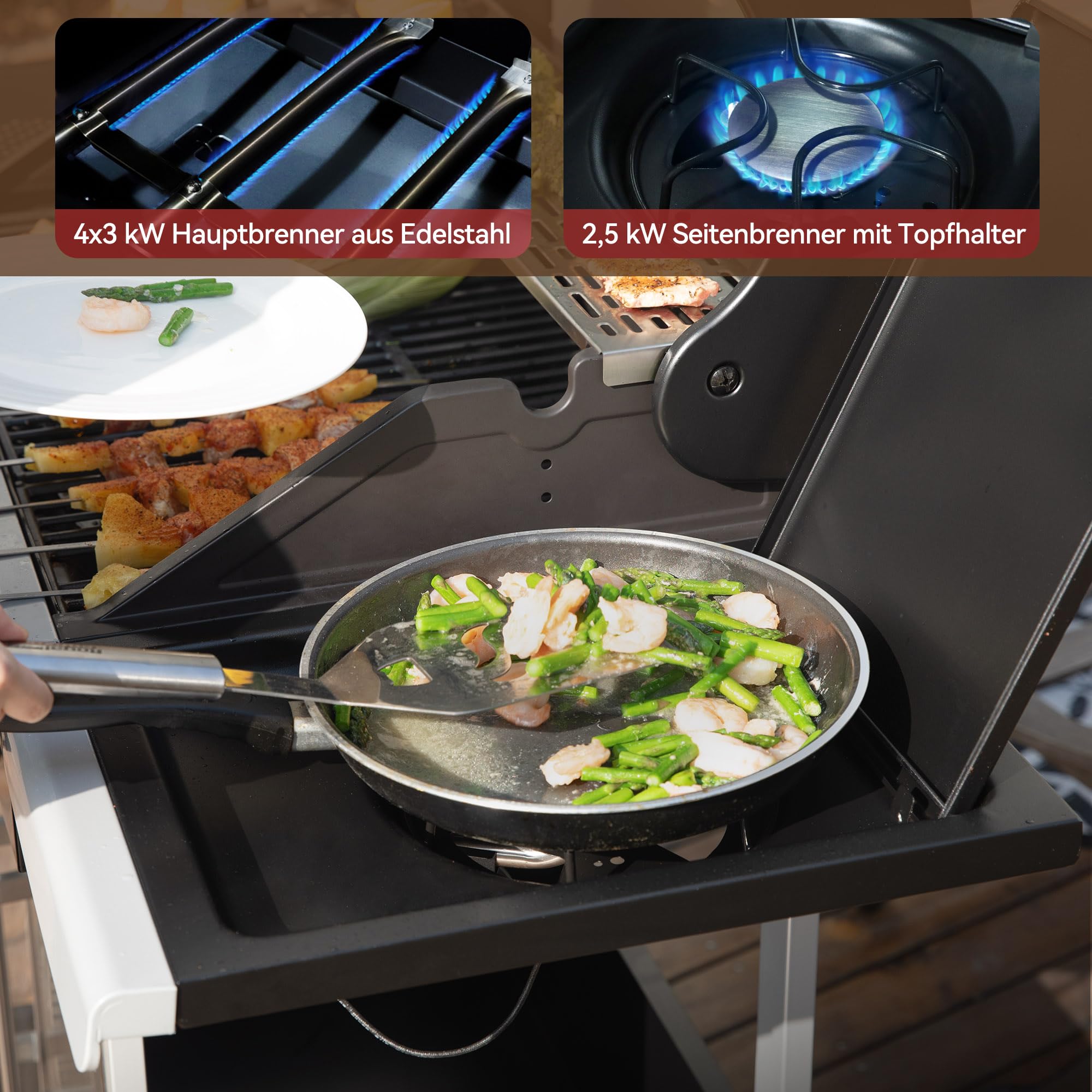 Royal Gourmet Gasgrill 4+1 Brenner Silber 14,5 kW