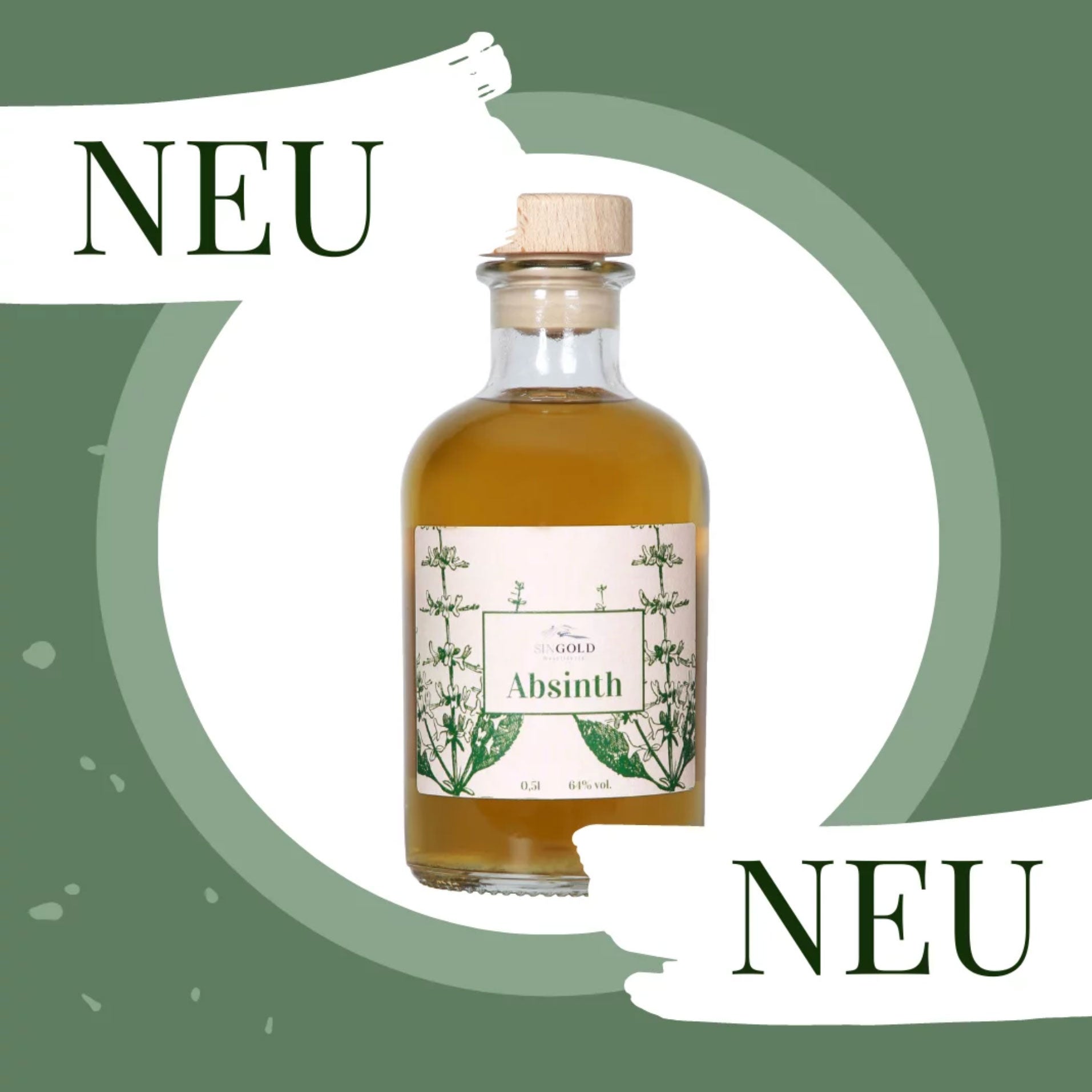 SinGold Absinth 0,5l 64% Vol. Anis Wermut Flasche