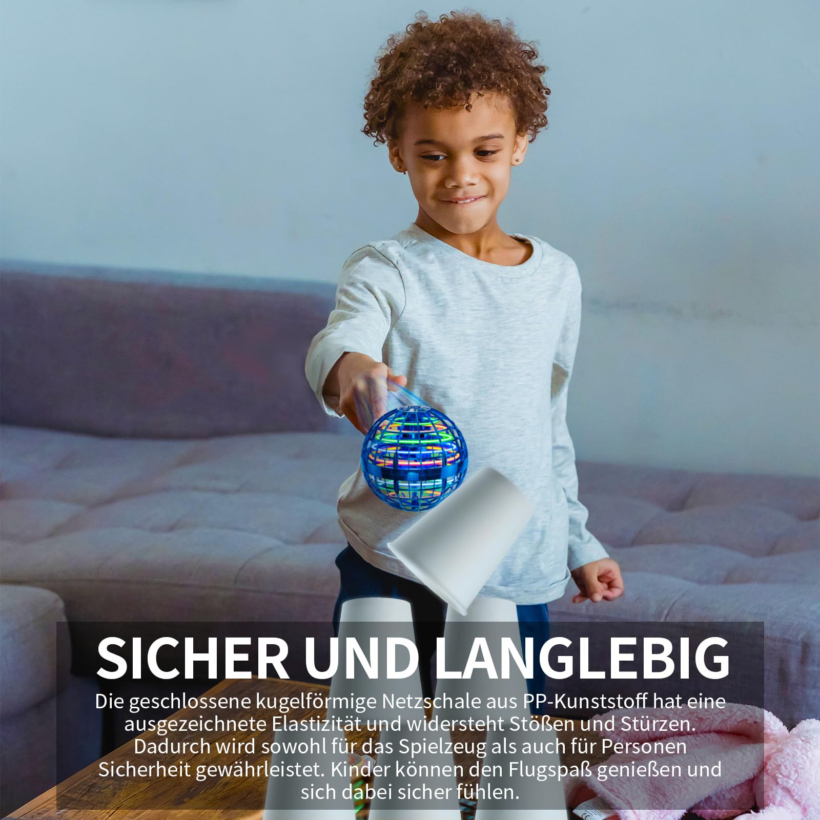 Ivtivfu Flying Orb Ball Fliegender Ball Rosa mit LED