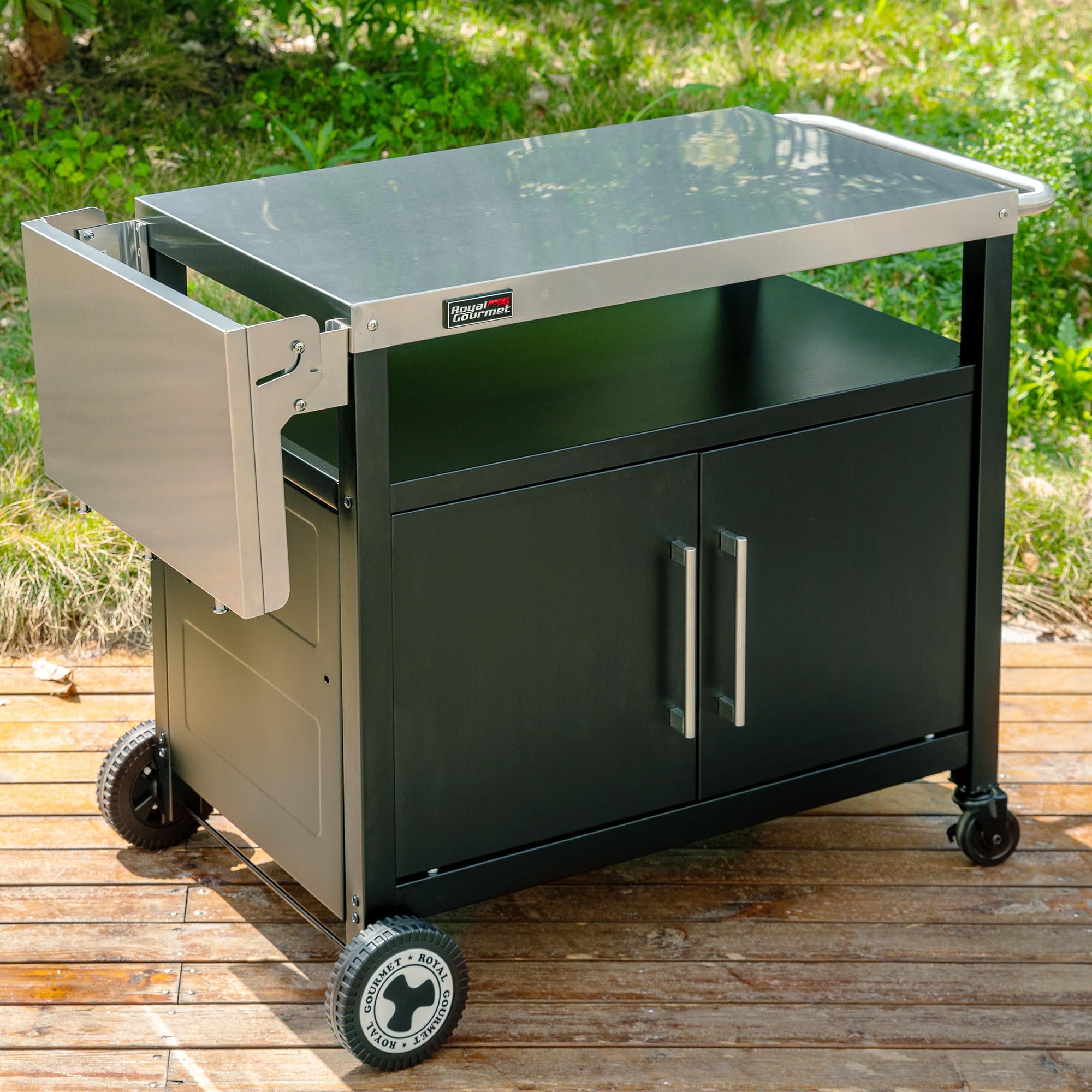 Royal Gourmet Grillwagen Servierwagen Edelstahl klappbar