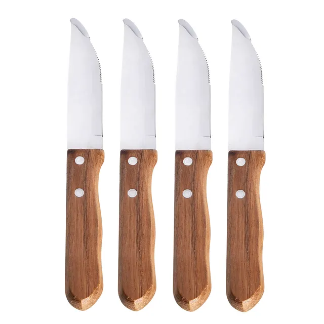 AllGrill Grillzubehör Jumbo Steakmesser-Set 4-tlg Holzgriff