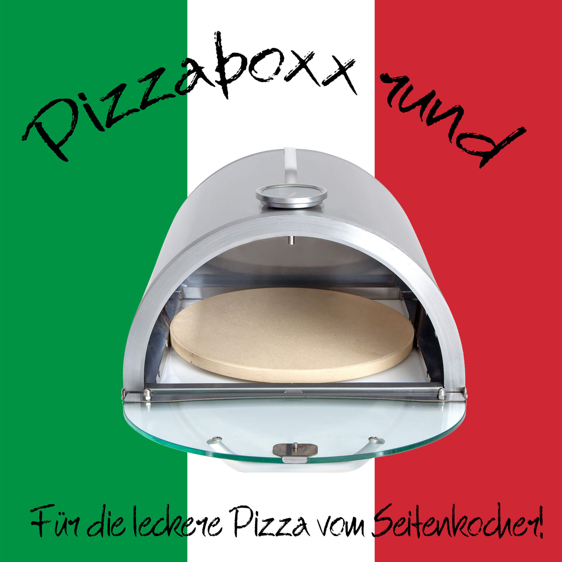 AllGrill Pizzaboxx rund Pizzaofen Edelstahl mit Stein