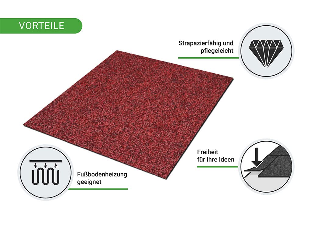HPFloor Jersey Teppichfliese 50x50 cm rot selbstliegend