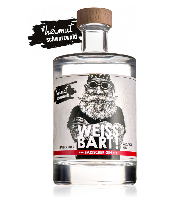 WEISSBART! Badischer Gin 0,5 l Flasche Wacholder Zibärtle