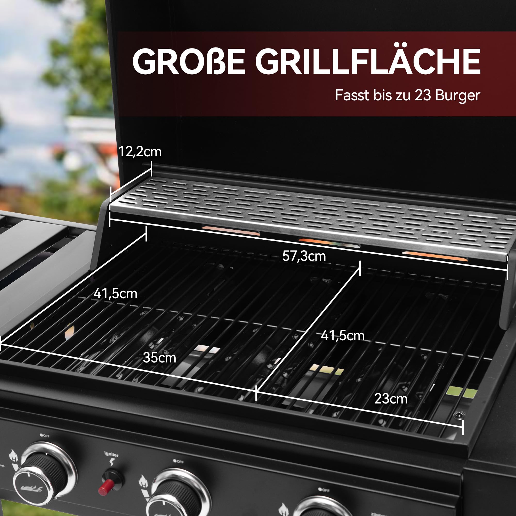 Royal Gourmet Gasgrill Grillwagen 3 Brenner 9 kW schwarz