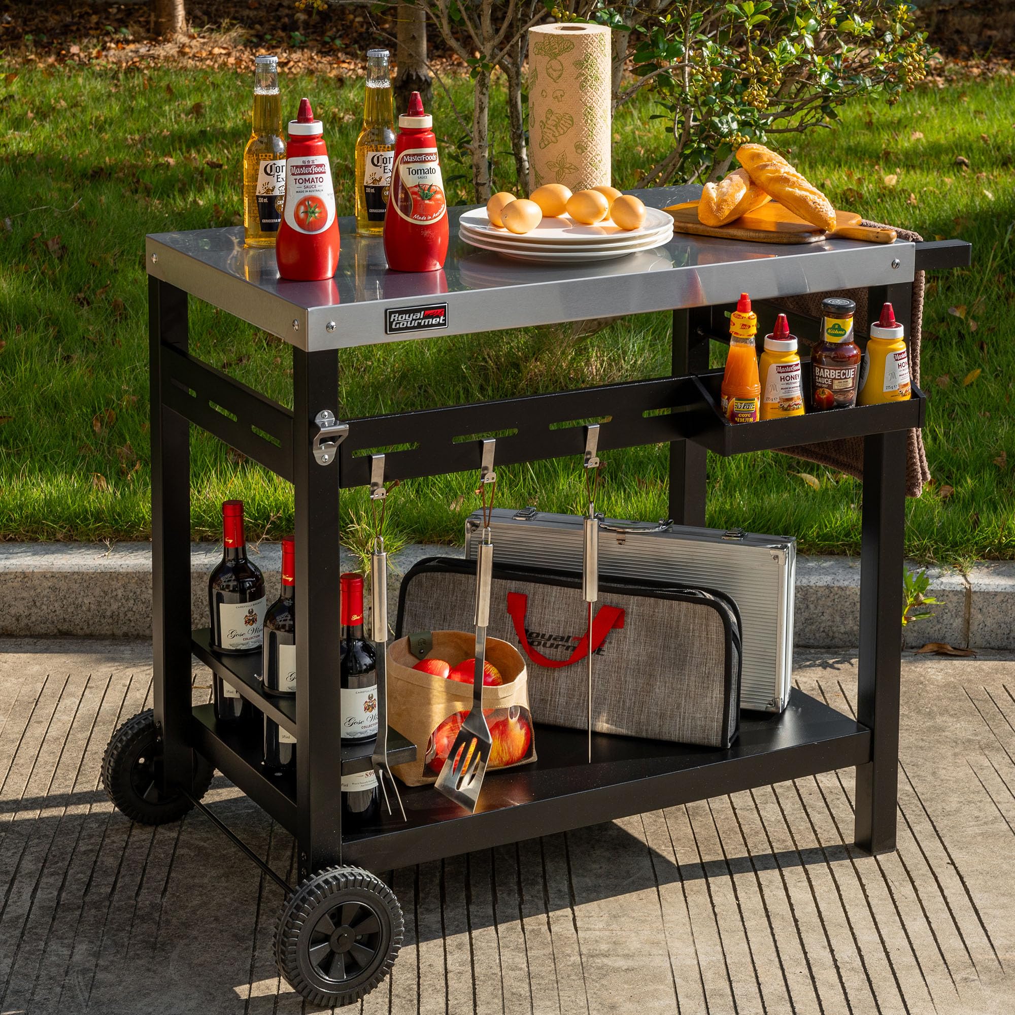 Royal Gourmet Grilltisch Servierwagen Edelstahl 99,7x66,2 cm
