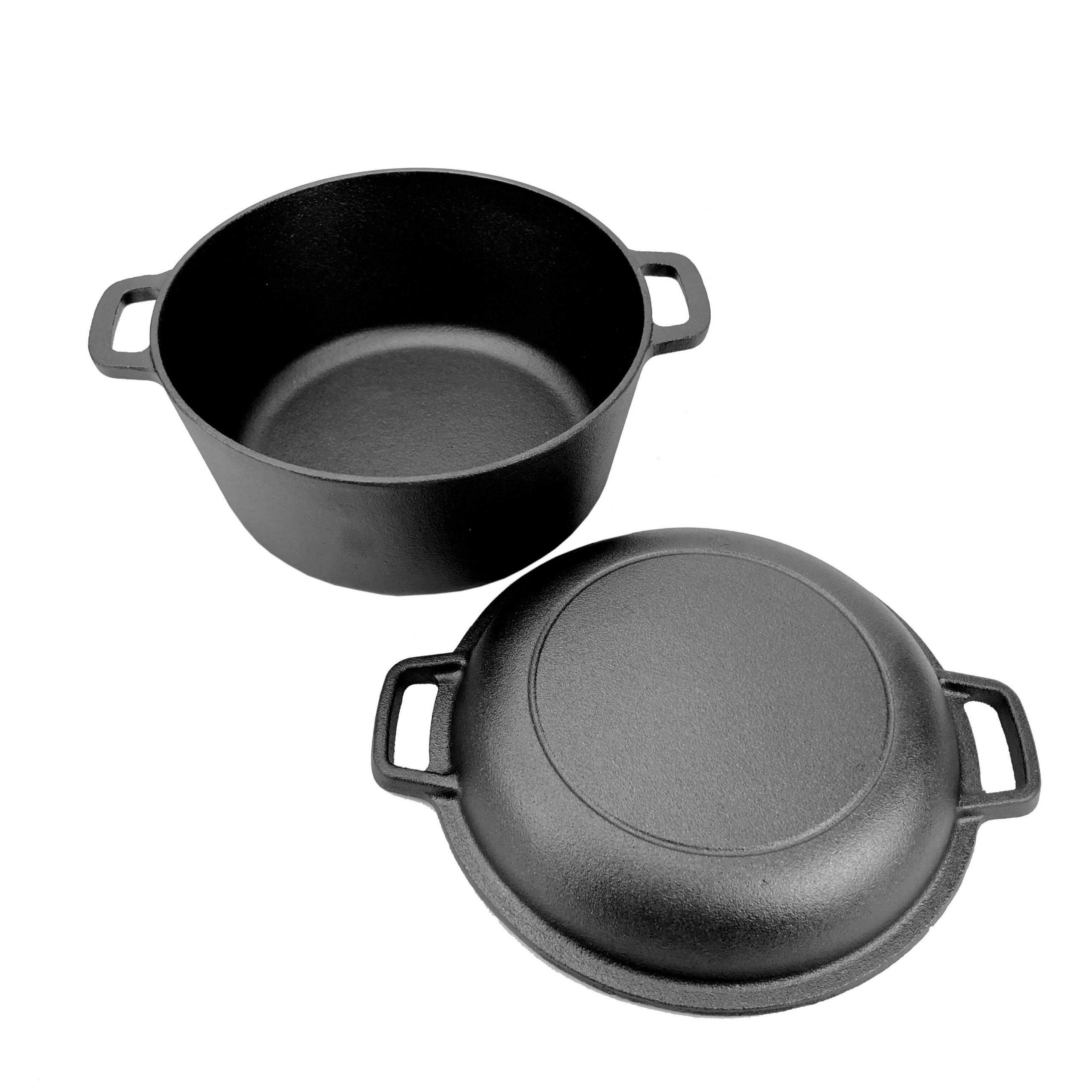 AllGrill 2in1 Gusseisen Topf Pfanne 20 cm 2,5 L