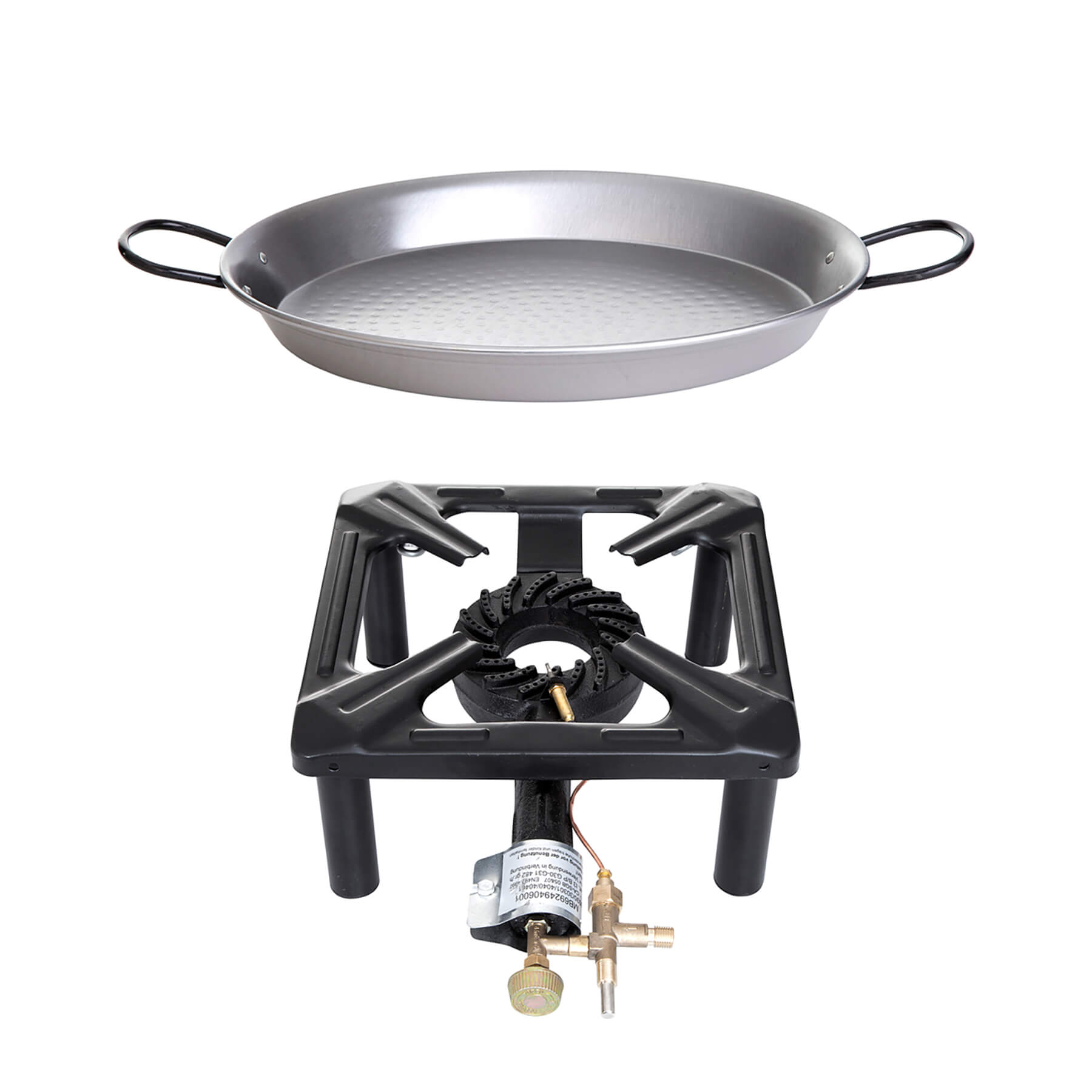 AllGrill Hockerkocher-Set groß Paella-Pfanne 42 cm Zündsicherung